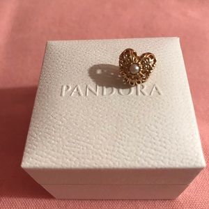 Pandora gold pearl heart charm